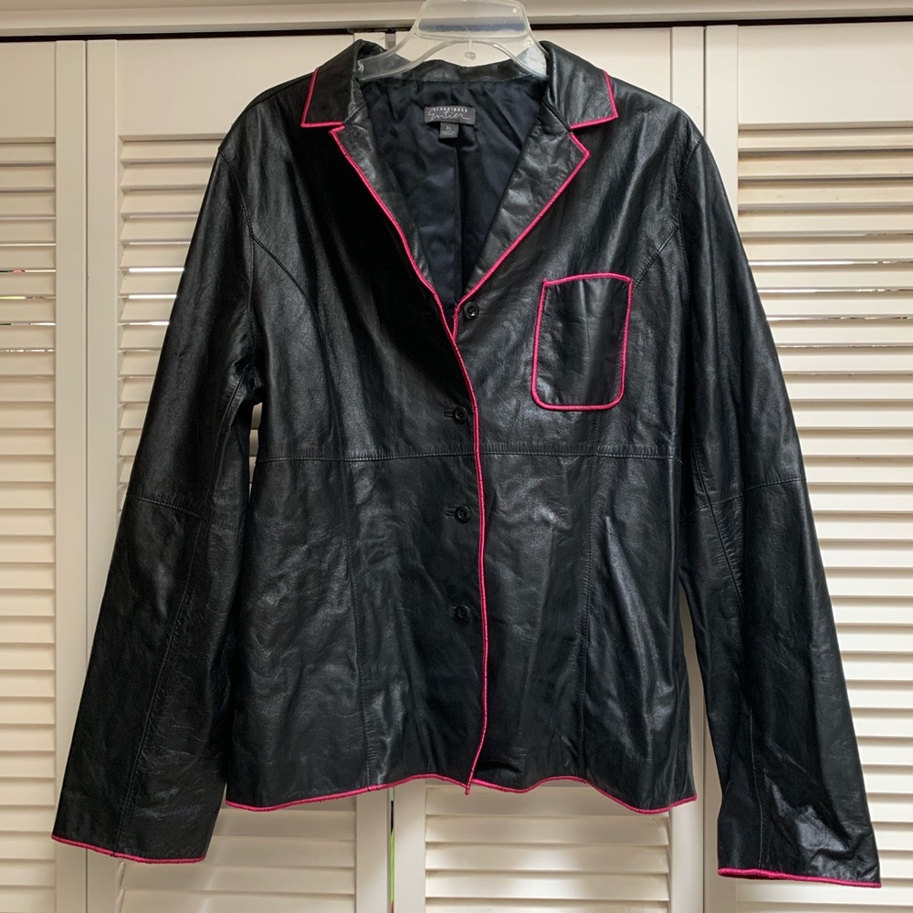 Classiques Entier Black Leather Jacket, Size XL